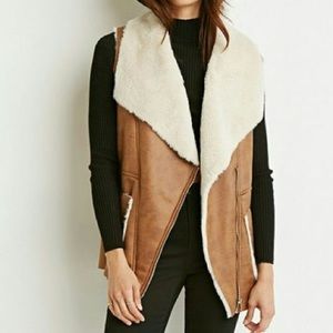 Forever21 Faux Shearling Moto Vest